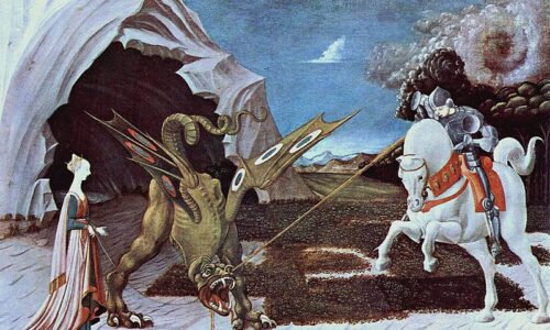 パオロ・ウッチェロ《聖ゲオルギウスと竜》1470年頃、ナショナル・ギャラリー、ロンドン