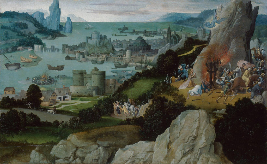 ヨアヒム・パティニール《聖カタリナの車輪の奇跡》1515年頃、ウィーン美術史美術館