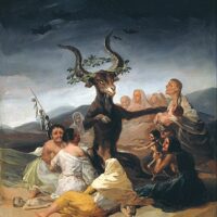 フランシスコ・デ・ゴヤ《サバト》1970年代、ラサロ・ガルディアーノ美術館所蔵。サバトとは悪魔を中心とした魔女の集会のこと。