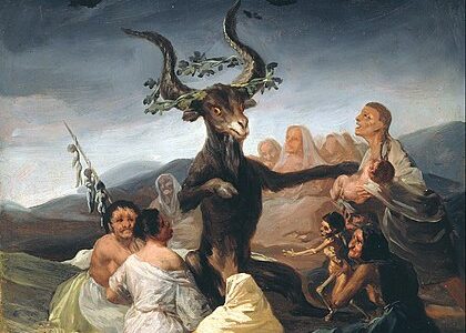 フランシスコ・デ・ゴヤ《サバト》1970年代、ラサロ・ガルディアーノ美術館所蔵。サバトとは悪魔を中心とした魔女の集会のこと。