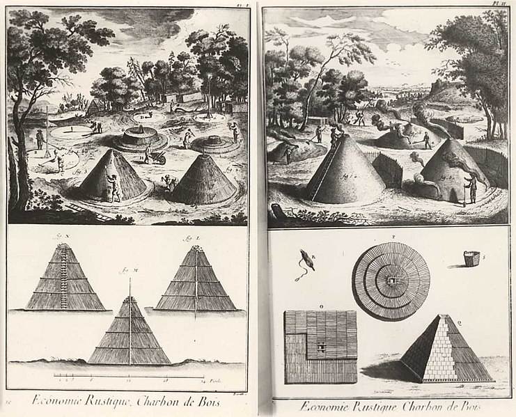 『百科全書』より。西洋における炭焼きの様子