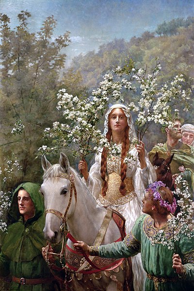 《グィネヴィア妃の五月祭 Queen Guinevere's Maying》John Collier, 1900年