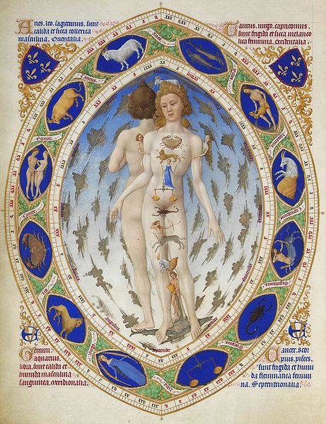Anatomical Man、『ベリー公のいとも豪華なる時祷書』より、1411-1416年頃