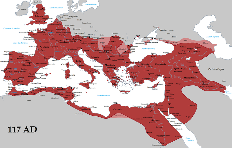 最盛期のローマ帝国の版図