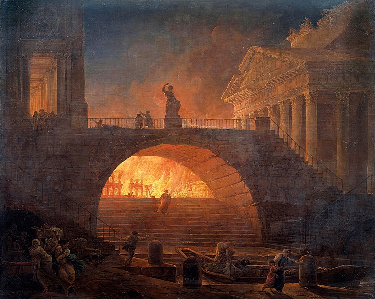 《ローマ大火、紀元後64年、7月18日》ユベール・ロベール、1785年、マルロー美術館所蔵