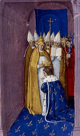ボニファティウス大司教による、ピピンの戴冠。