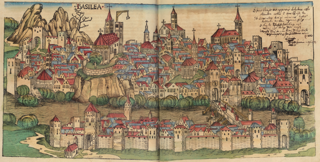 1493年に描かれたバーゼルの町