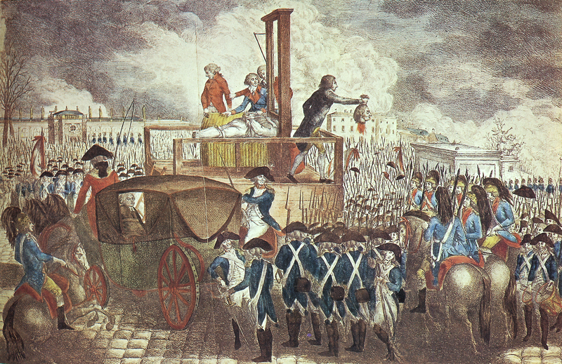 ギロチンで処刑されるルイ16世、1793年。