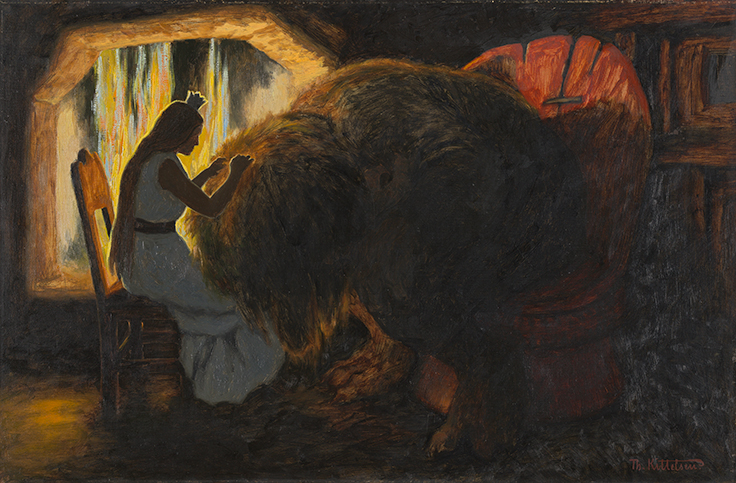 《トロルのシラミ取りをする姫》テオドール・キッテルセン、1900年、ノルウェー国立美術館